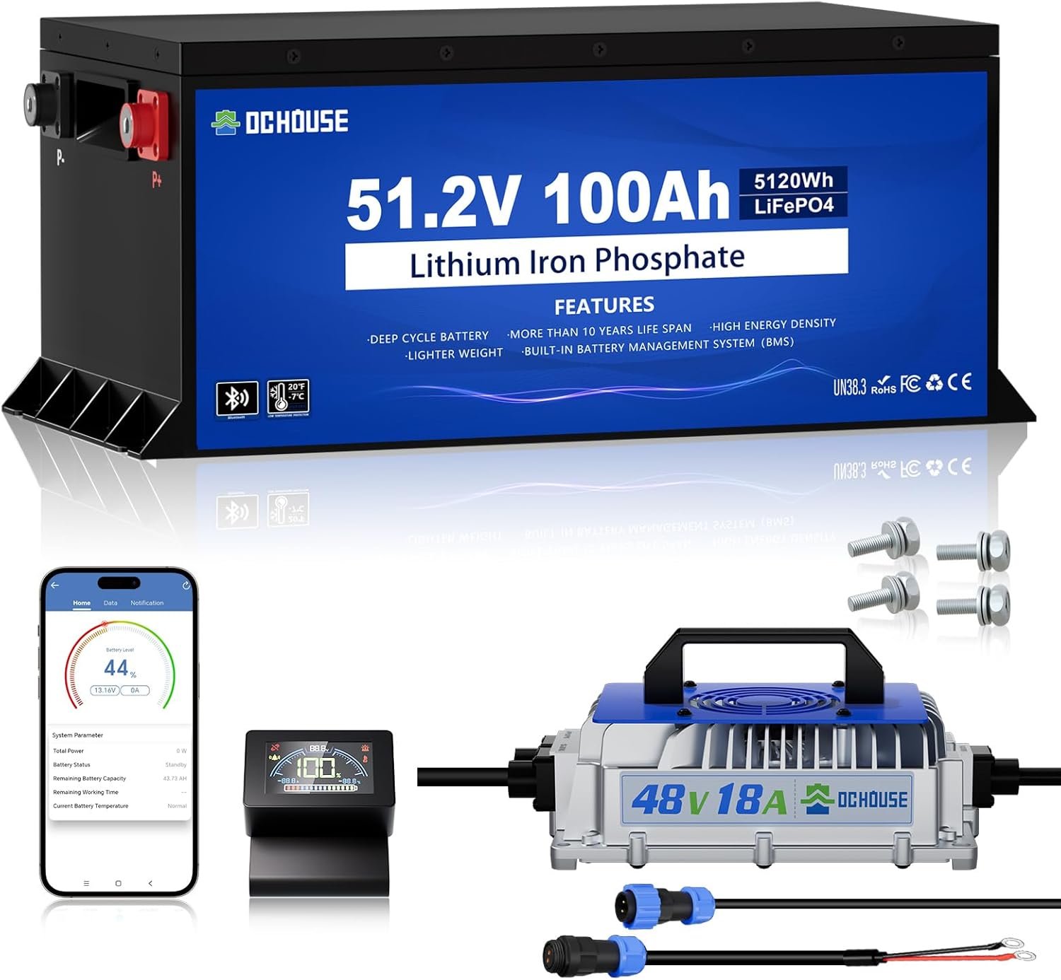 DC HOUSE Metal Case 48V 100Ah Pro Lithium Golf Cart Battery